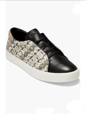 Cole Haan Black Leather & Snakeskin -Print Low-Top Sneaker Size 8.5 (Women’s)